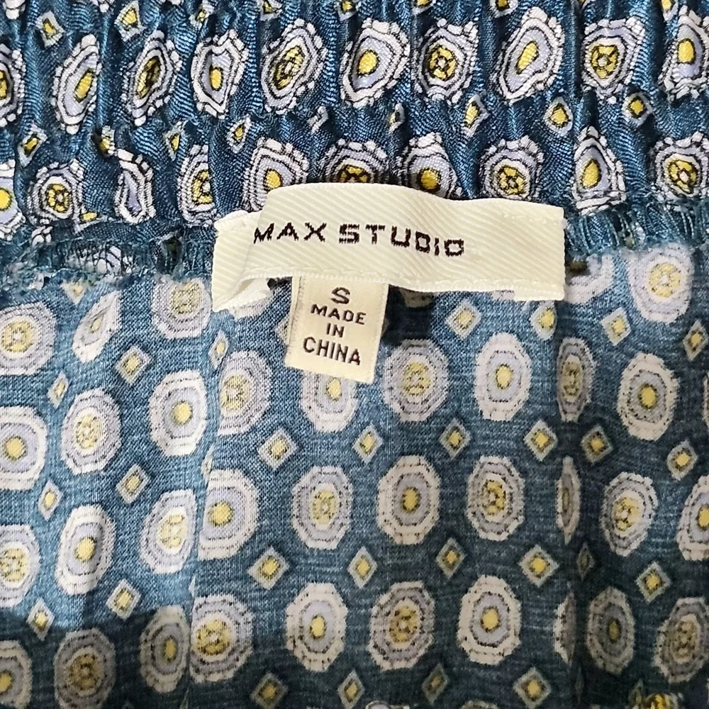 Max Studio Navy Checkered A-Line Skirt. Size S. - Picture 6 of 7